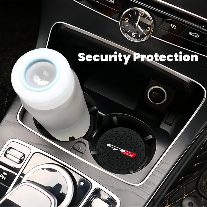 JULOPO 2 Pcs Black car Cup Holder Coaster Compatible with GT LINE 2.75 Inch Silicone Anti-Slip Fashion car Interior Accessories - Image 5